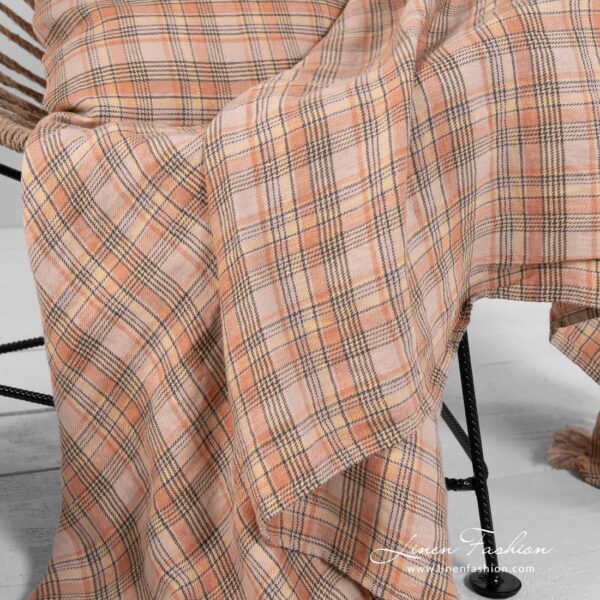 checked linen throw, multi checks.