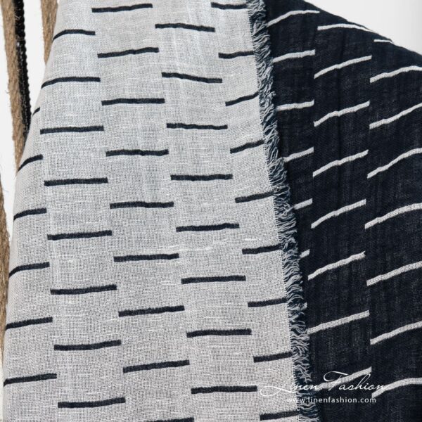 HAZEL black linen cotton blanket double-sided