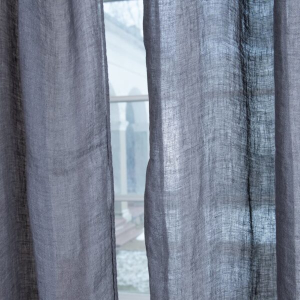 linen dark grey curtains, gauze