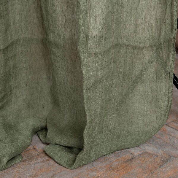 moss green linen curtains, transparent