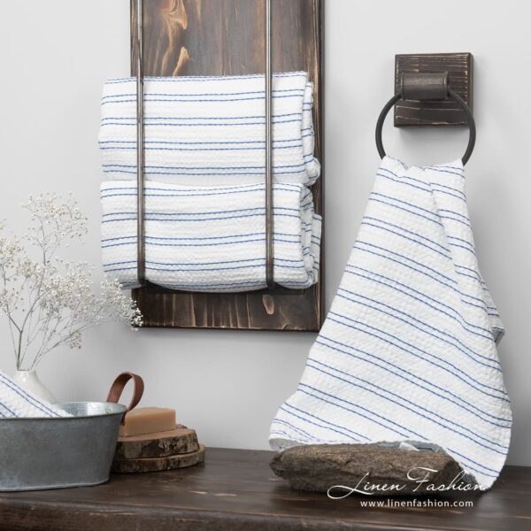 VITO Asciugamano da bagno a righe blu