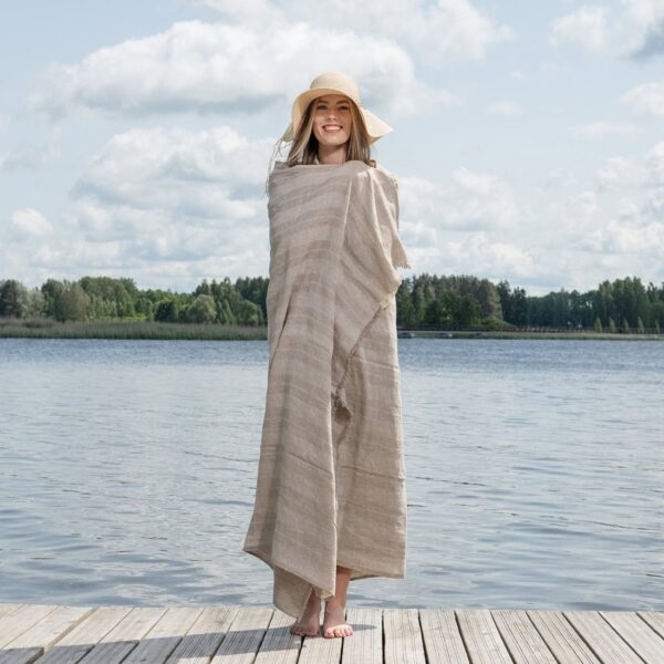 ISLA Telo mare beige a righe - immagine 2
