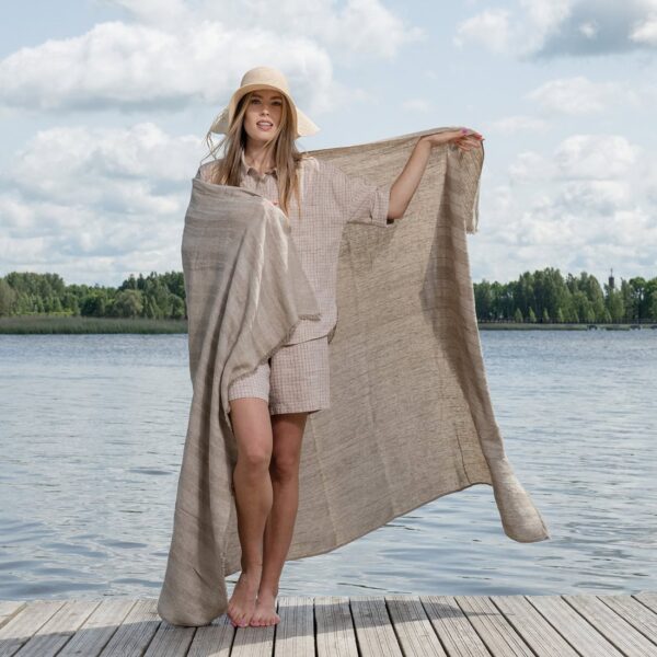 ISLA Telo mare beige a righe