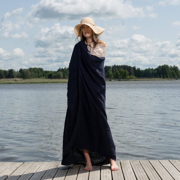 ISLA Telo mare nero blu a righe - immagine 2