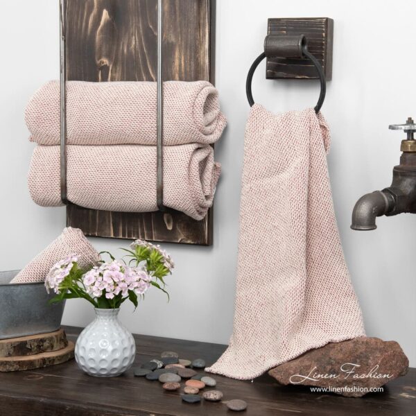 MORO Asciugamano da bagno bianco rosso