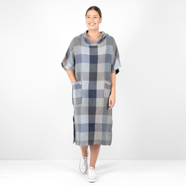 BINGO Poncho grigio blu a quadri