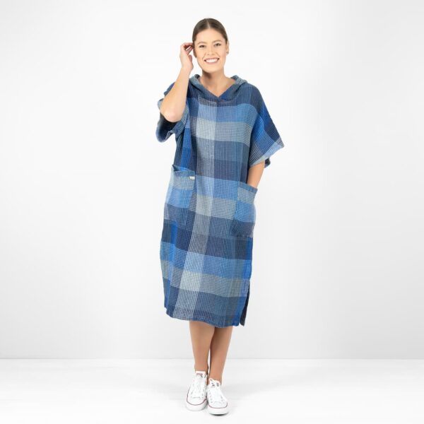 BINGO Poncho a quadri blu