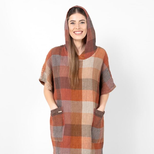 BINGO Poncho marrone a quadri - immagine 2