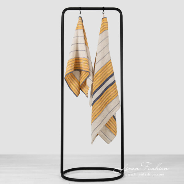 KORA Asciugamano da bagno beige a righe
