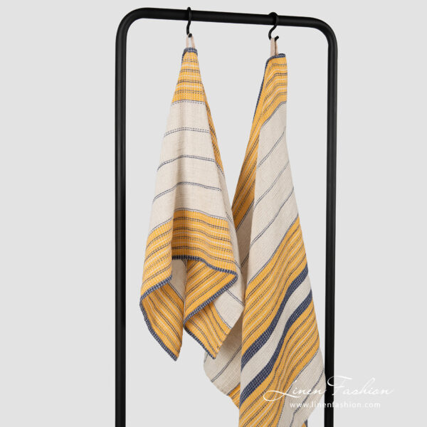 KORA Asciugamano da bagno beige a righe - immagine 4