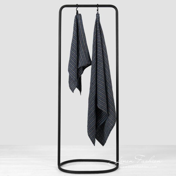 BAHA Asciugamano da bagno blu a righe