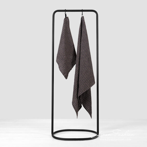 BAHA Asciugamano da bagno marrone a righe