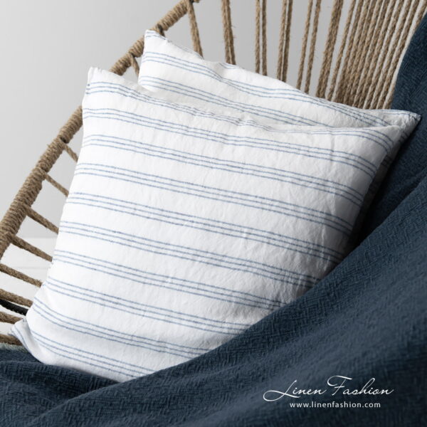 linen navy blanket with cushion cover from milky way collection.