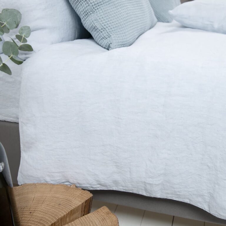 duvet cover in ice blue linen