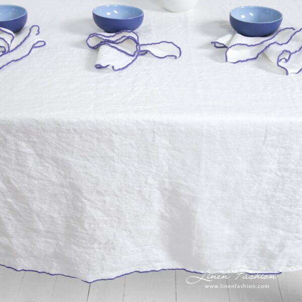 ARVO Tovaglia bianca con bordo viola - immagine 4