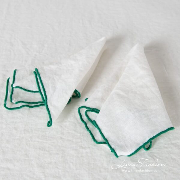 ARVO Tovagliolo bianco con bordo verde - immagine 2