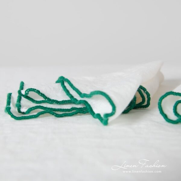 ARVO Tovagliolo bianco con bordo verde - immagine 3