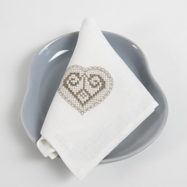 HARTY Tovagliolo bianco con ricamo beige - immagine 2