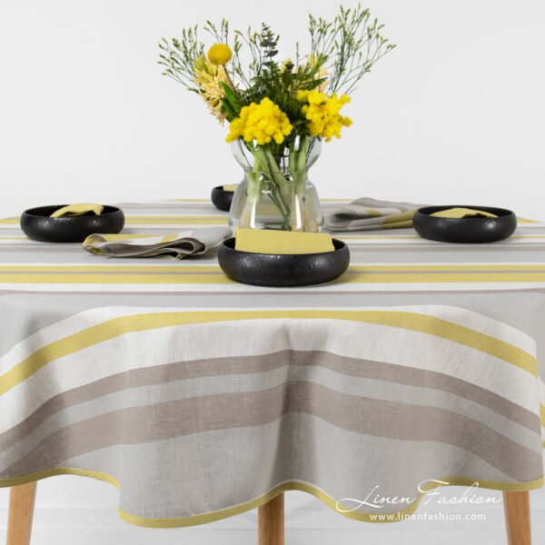 MIMOSA Tovaglia rotonda/ovale grigio giallo - immagine 2