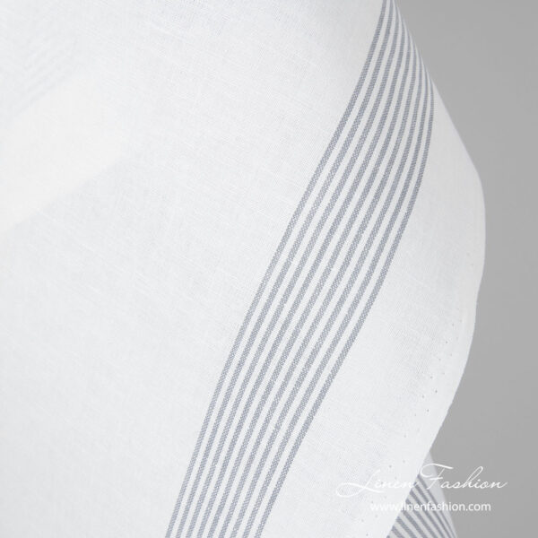 Linen cotton fabric with grey stripes
