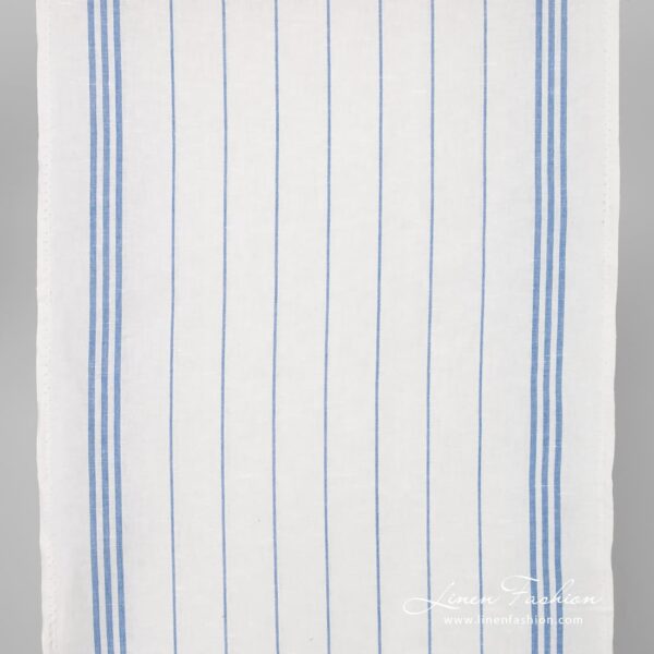 Linen cotton white striped fabric