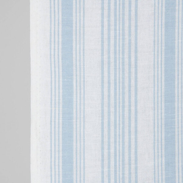 Narrow linen cotton fabric white with light blue stripes, 50cm wide