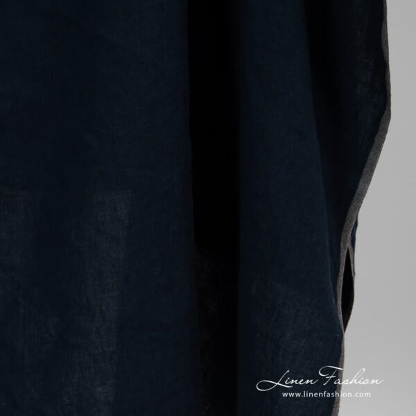 100% linen fabric in blue black colour.