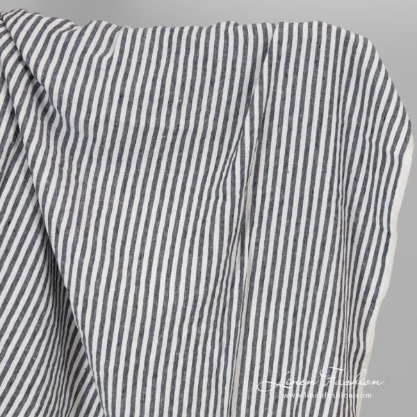 Linen fabric in navy stripes.