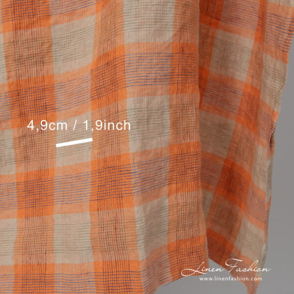 orange checked linen, multi colors.