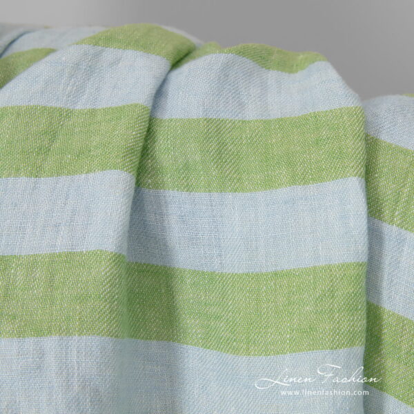 blue green striped linen horizontally.