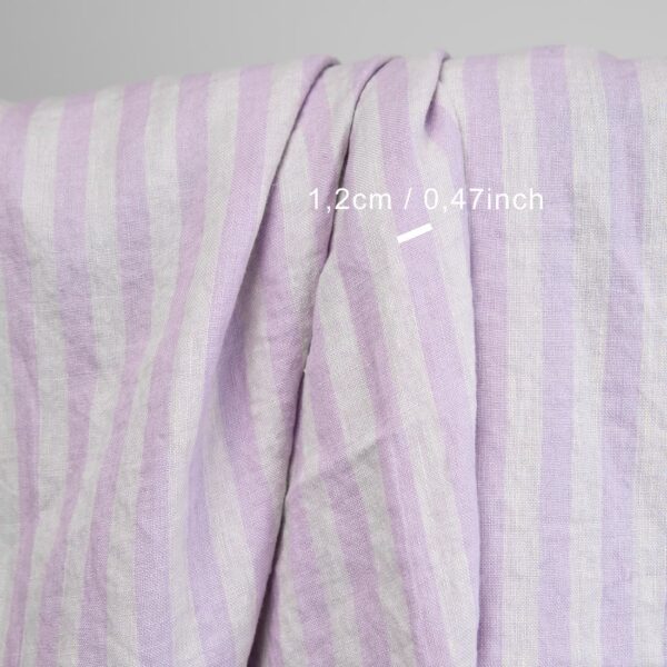 linen lilac striped fabric, 1.2cm.