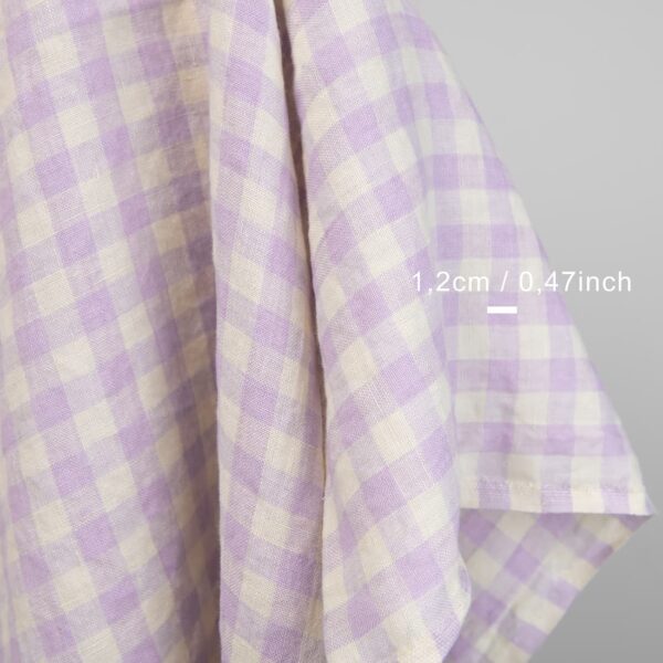 linen lilac washed fabric in checks 1.2cm.