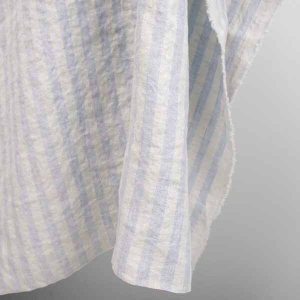 linen washed fabric blue stripes, vanilla shade