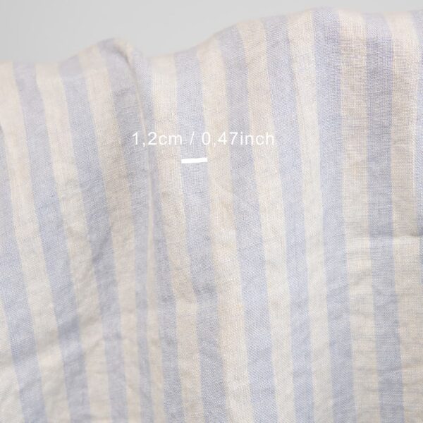 linen washed fabric blue stripes 1.2cm.