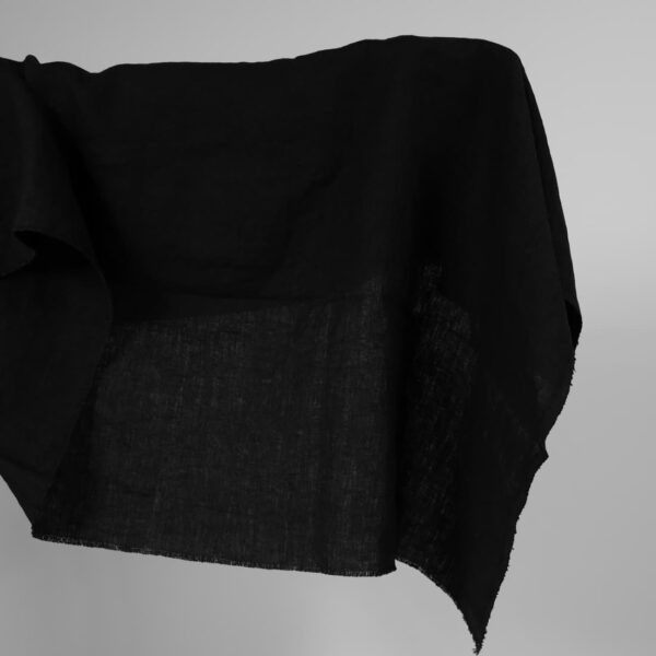washed black linen fabric