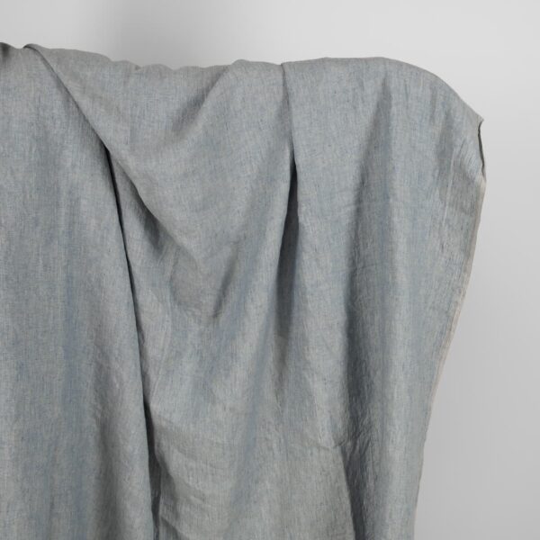 Linen washed fabric grayish blue color