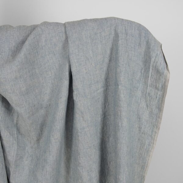 Linen washed fabric grayish blue color for sewing clothes and home textiles