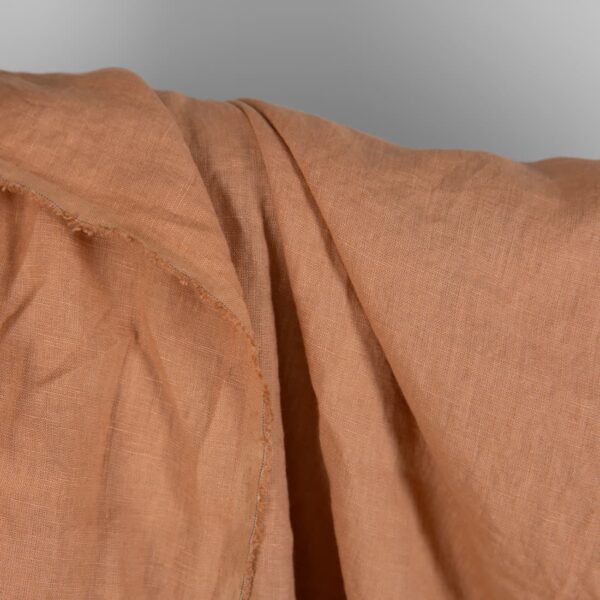 Linen washed fabric light brown color for sewing clothes and home textiles
