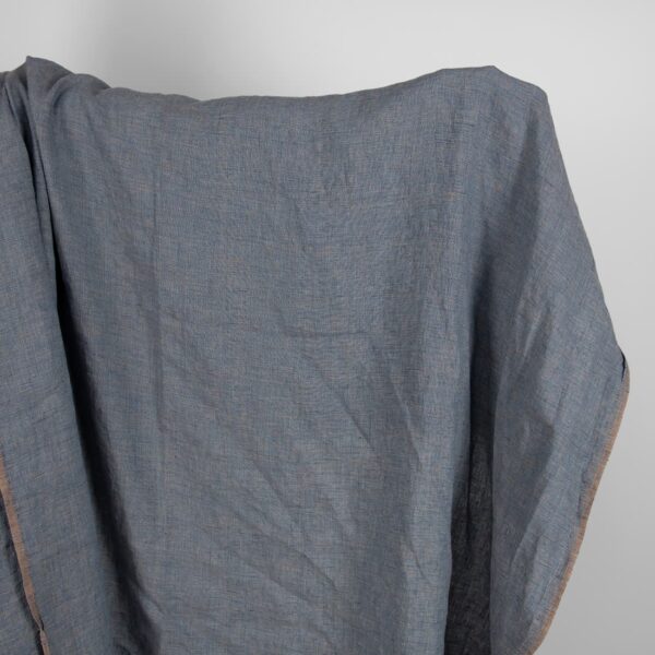 Linen fabric brownish blue colour washed