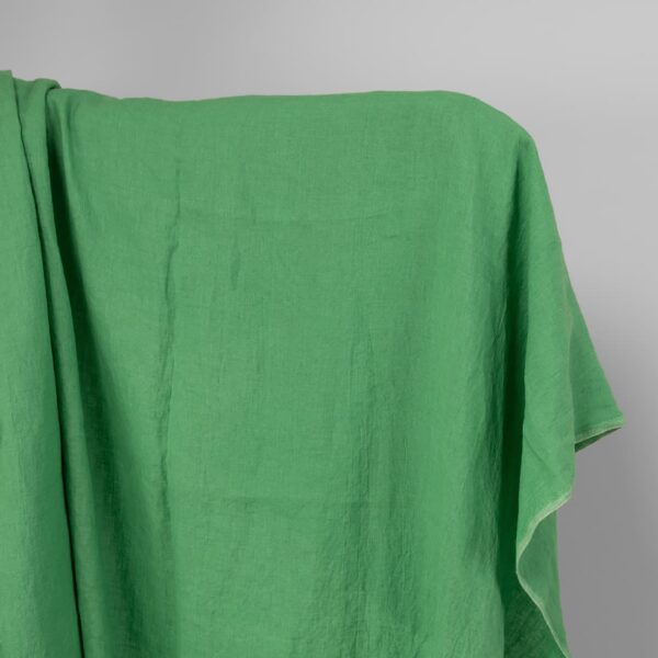Washed linen fabric in spinach green