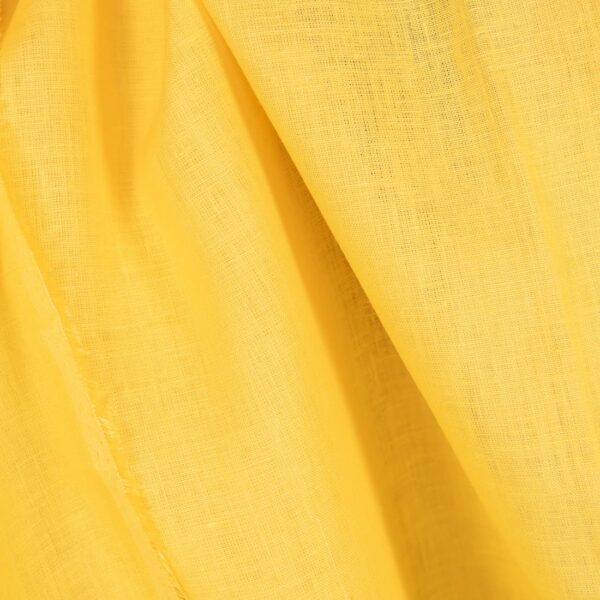 Tessuto di lino in tinta unita di colore giallo vivace - immagine 2