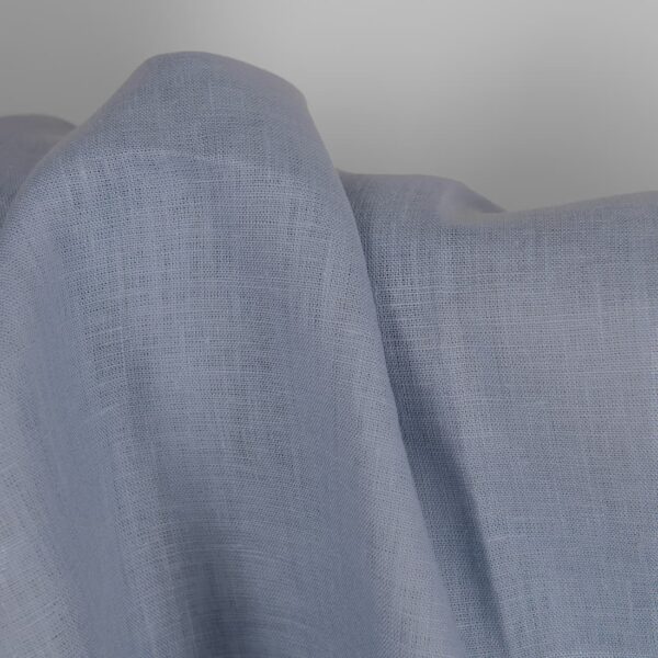 Tessuto di lino in tinta unita di colore grigio-blu - immagine 2