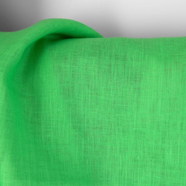 Tessuto di lino tinta unita verde neon - immagine 2