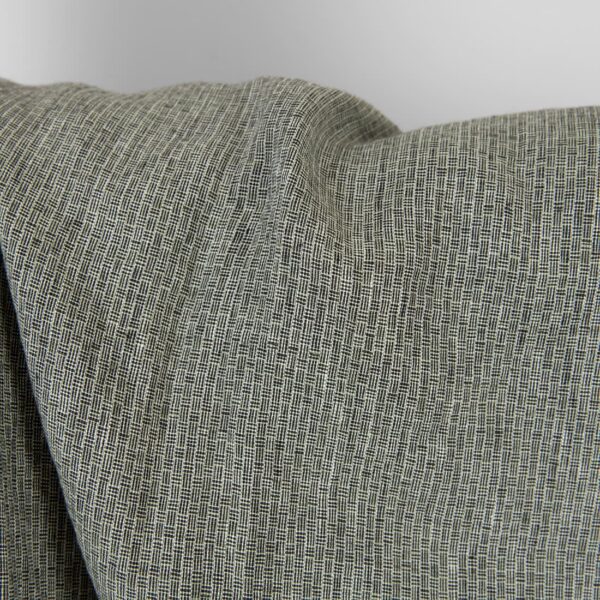 Washed linen fabric green-black small pattern, dobby
