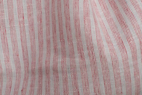 Tessuto di lino bianco a righe rosse - immagine 2