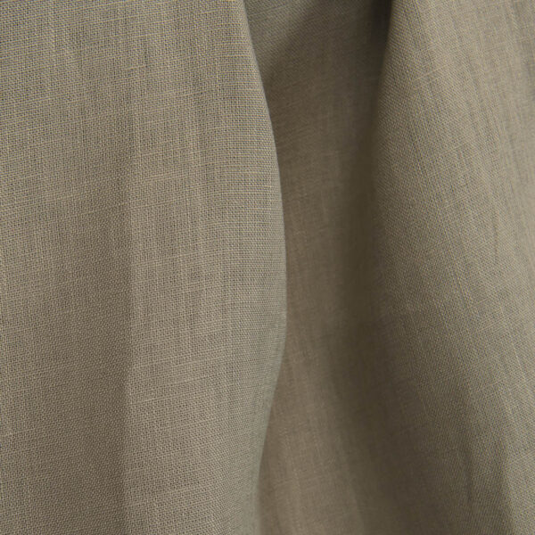 Greenish grey linen fabric in plain weave pattern