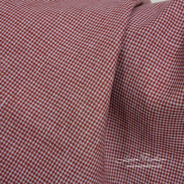 Tessuto di lino a quadretti grigio bordo