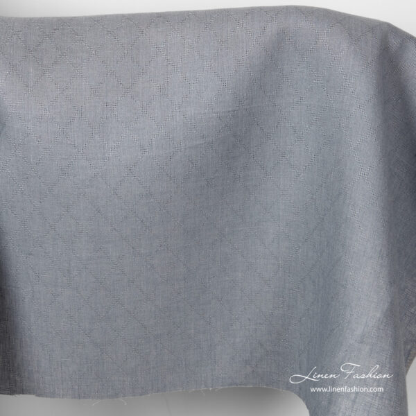Linen grey diamond pattern fabric