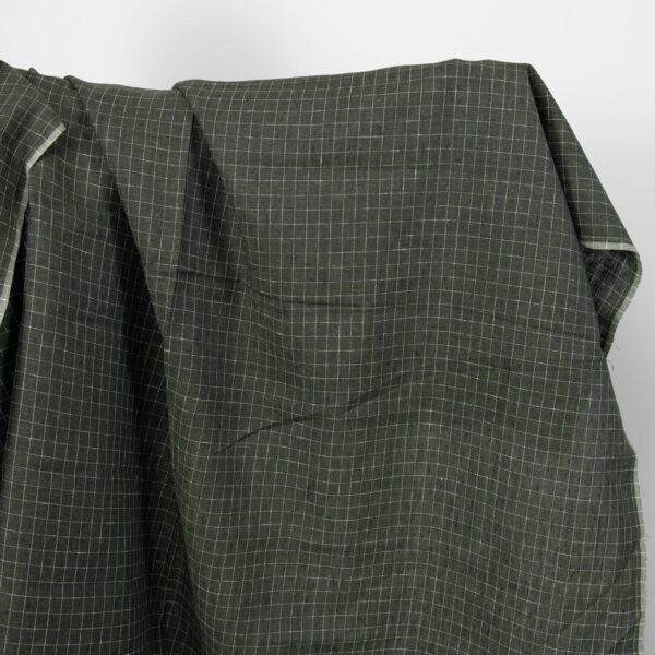 linen green moss checked fabric, width 150cm.