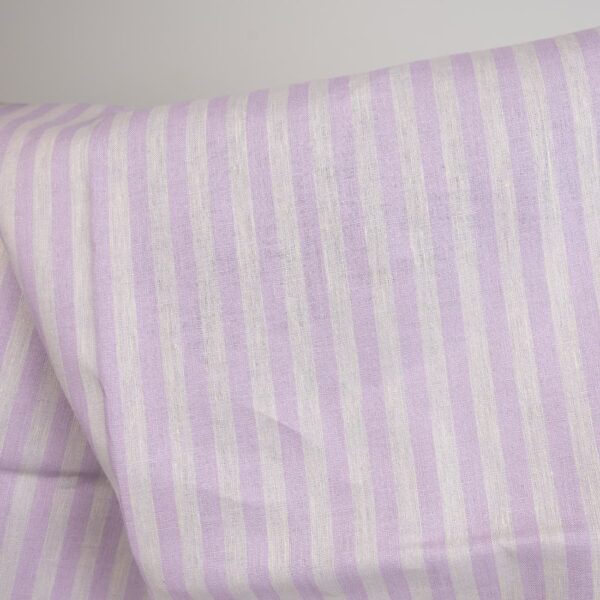 linen striped fabric lilac non washed